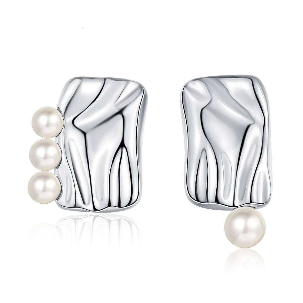 925 Sterling Silver Square Pearl Earrings Women Fashion Simple Birthday Party Wedding Anniversary Jewelry Gift