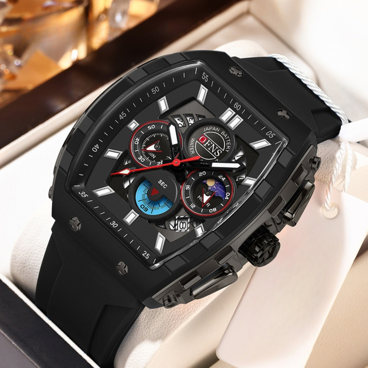2026 Luxury Watch Men Anti-scratch Tonneau Waterproof Multi-Function Watch Trendy Calendar 3-eyes 6-pin Watch Original Watch Design Watch Factory Dire
