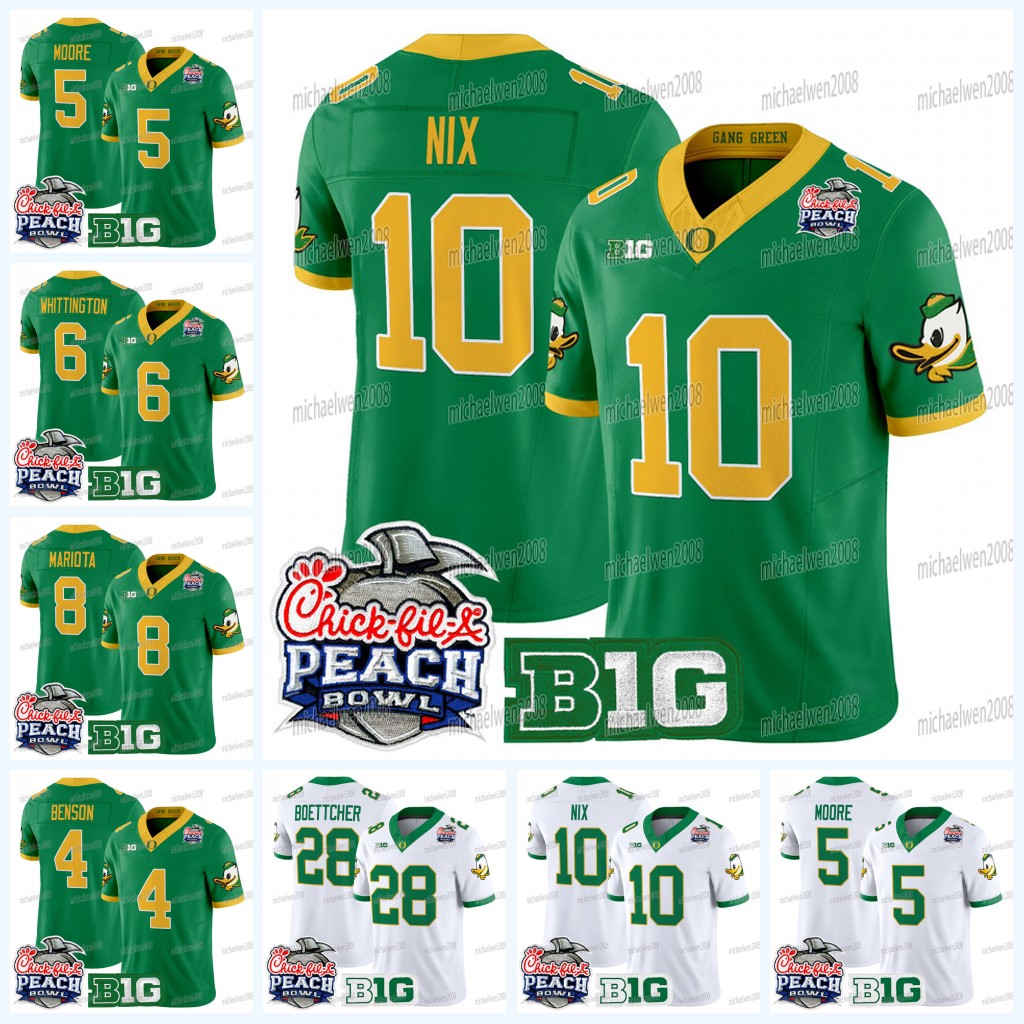 Oregon Ducks 2026 Peach Bowl Football Jerseys Bo Nix Dante Moore Duck Gang Noah Whittington Malik Benson Boettcher Marcus Mariota