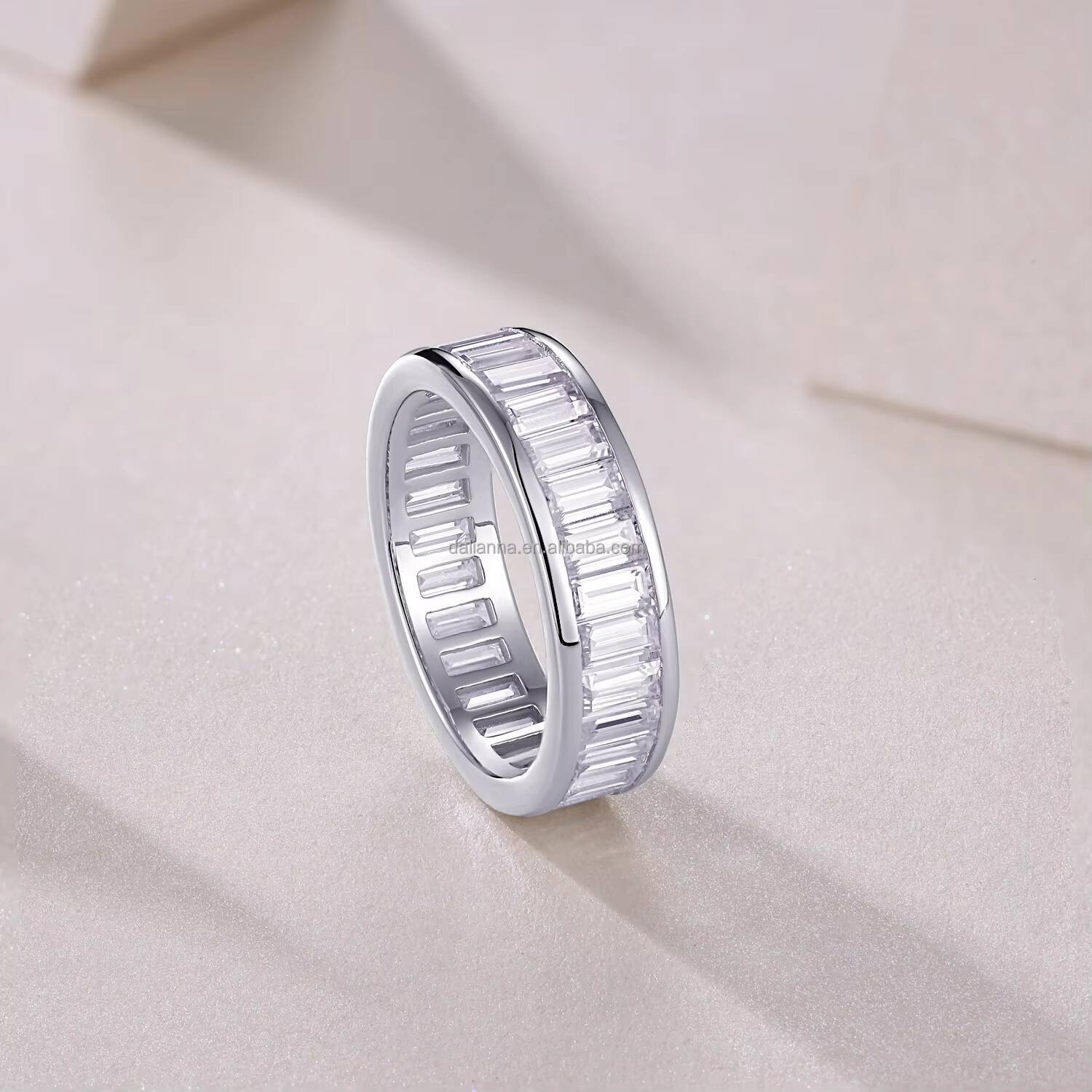 Mens Fashionable Sterling Silver Wedding Band with Channel Set Moissanite Eternity Ring for Anniversaries Gold Plated Jewelry