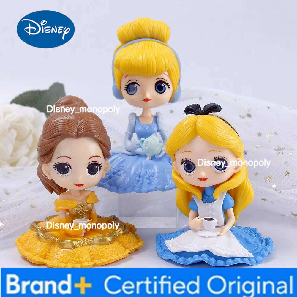 Disney 10cm Q Posket Snow White Sofia Alice Belle Mermaid Aurore Princess Figures Toys Collectible Model Dolls Cake Decoration H260105 H260105