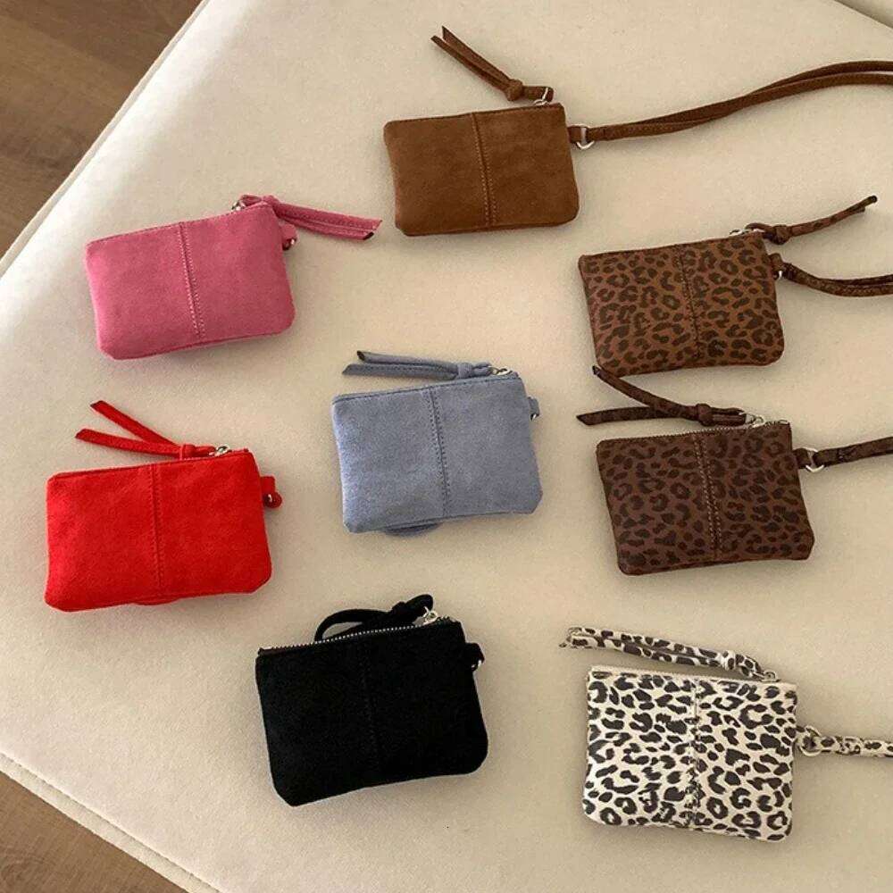 Leopard Print Suede Coin Portable Lipstick Key Women Shoulder Storage Bag Small Wallet Travel Mini Purse 2026