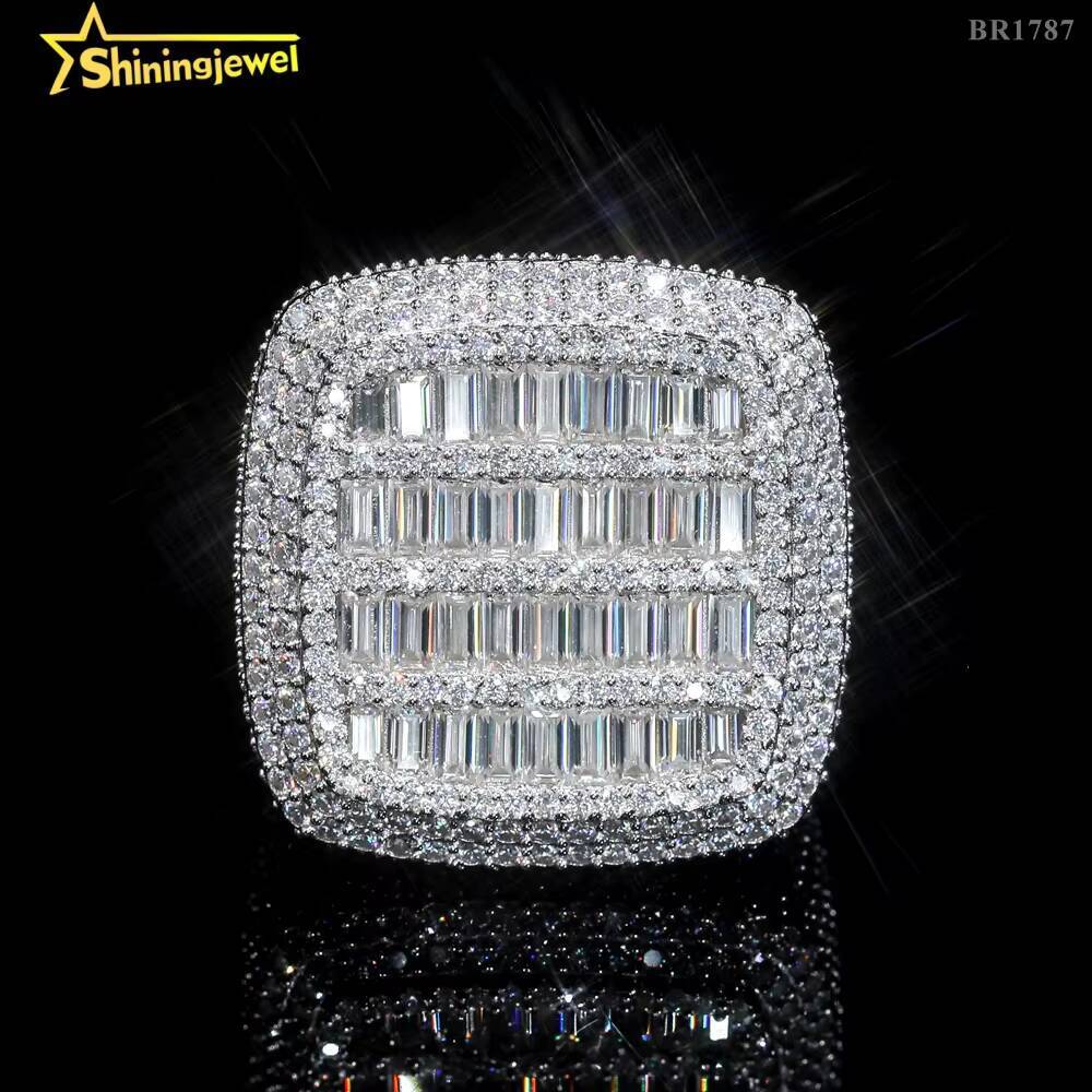 Luxury Style Ready to Ship Lab Diamond Jewelry Custom Ring Silver 925 Vvs Moissanite Iced Out Hip Hop Jewelry Mens Ring