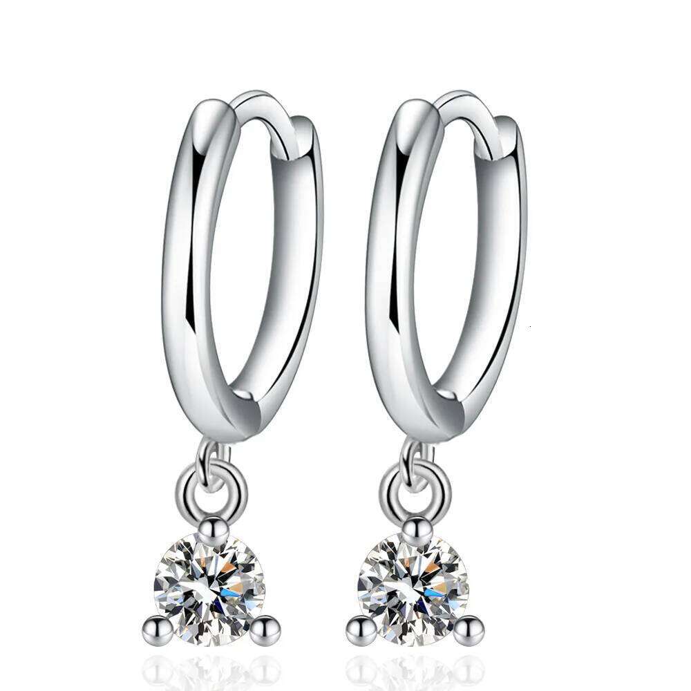 925 Sterling Silver Round Zircons Earrings Ladies Fashion Simple Birthday Party Wedding Anniversary Jewelry Gift