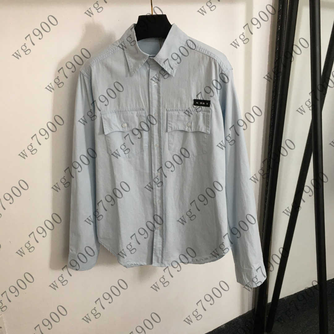 Top women shirt high quality girls coat designer clothes women minimalist collar letter sticker long sleeved denim shirt ropa de mujer A127X03N000