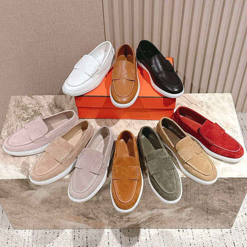 High Quality Designer loafers men and women Suede slip on loafers braided metal detail Luxury designer loafers comfortable flat shoes With Box