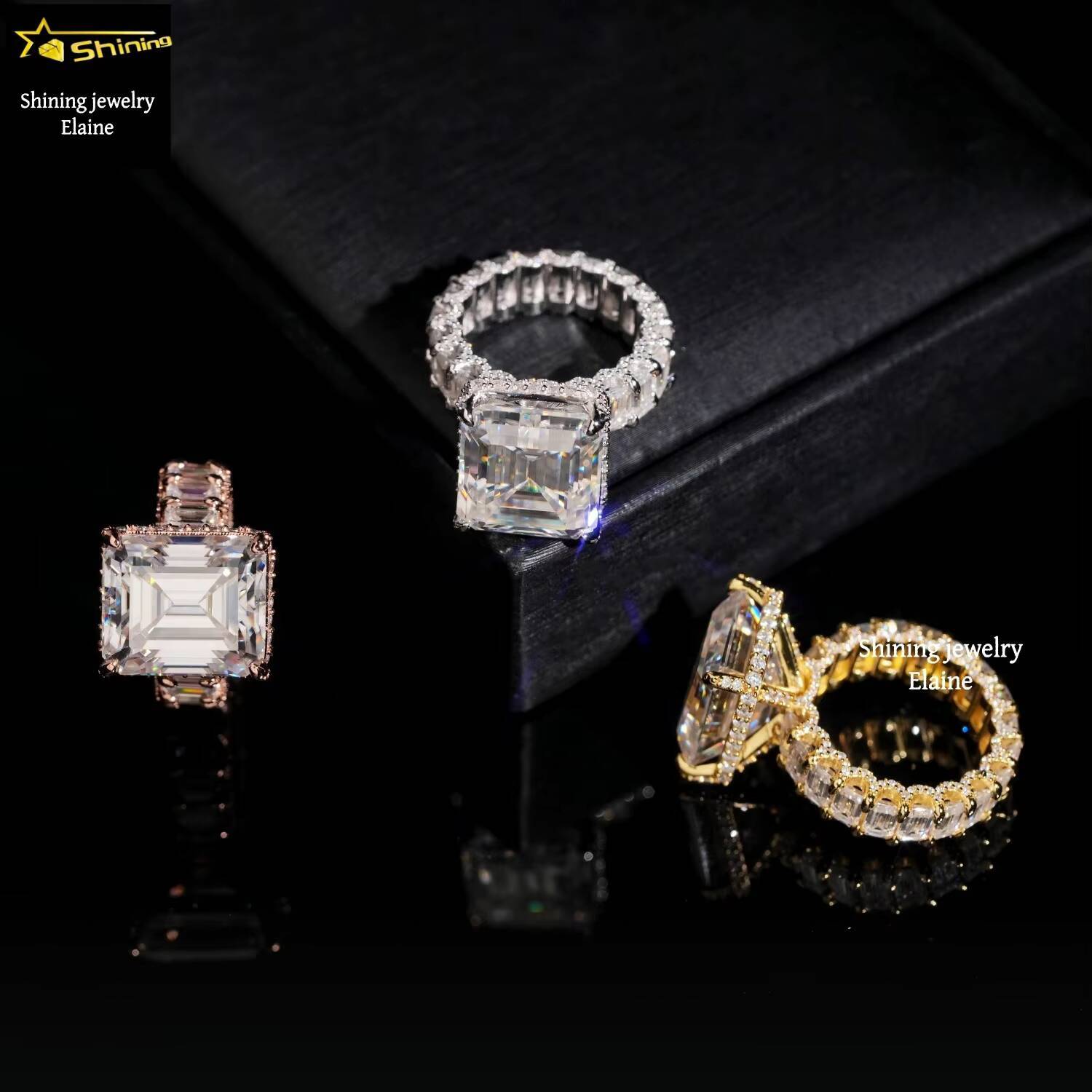 Fashion Jewelry Pass Diamond Tester 925 Sterling Silver D Color VVS Moissanite Hip Hop Custom Iced Out Cross Ring