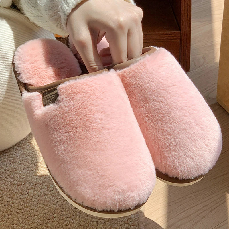 Asgard Womens Winter Fur House Slippers Fuzzy Couple Bedroom Flat Slides Soft Sole Plush Fluffy Shoes 260104