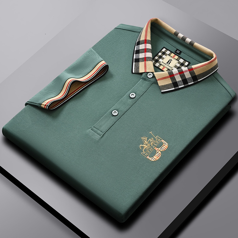 Brand Designer Clothes New Style Turn-Down Collar Polo Shirt Business Embroidery Light Luxury Casual Color-Block Men's Cool Short-Sleeve T-Shirt