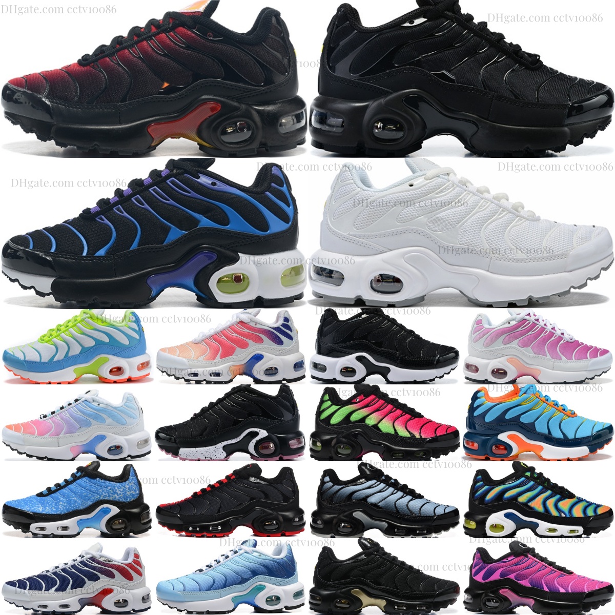 Kids Shoes Designer Boys Girls Plus Sport Trainers Toddlers Outdoor Running Sneakers Children Youth Black White Pink Red Purple Silver Volt Orange Blue Grey EUR 28-35