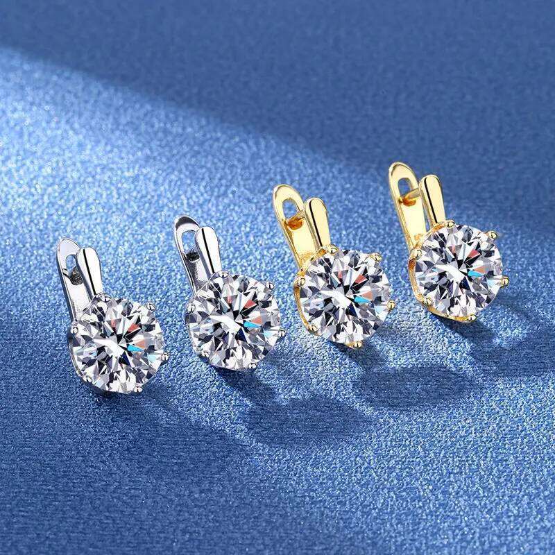 925 Sterling Silver Six Claw Zircons Earrings Ladies Fashion Simple Birthday Party Wedding Anniversary Jewelry Gift