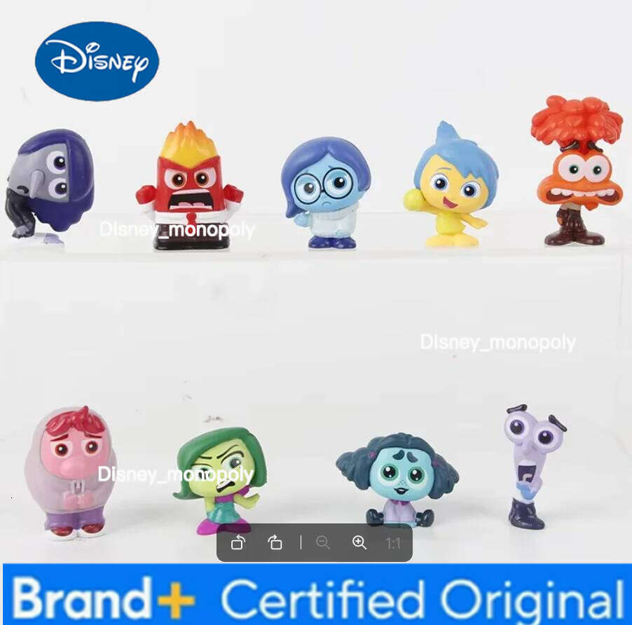 Disney 9PCS Mini Inside Out 2 Action Figure Toy Cartoon Movie Joy Anxiety Anger Sadness Disgust Fear Model Doll Figurines Kids Gift H260105 H260105