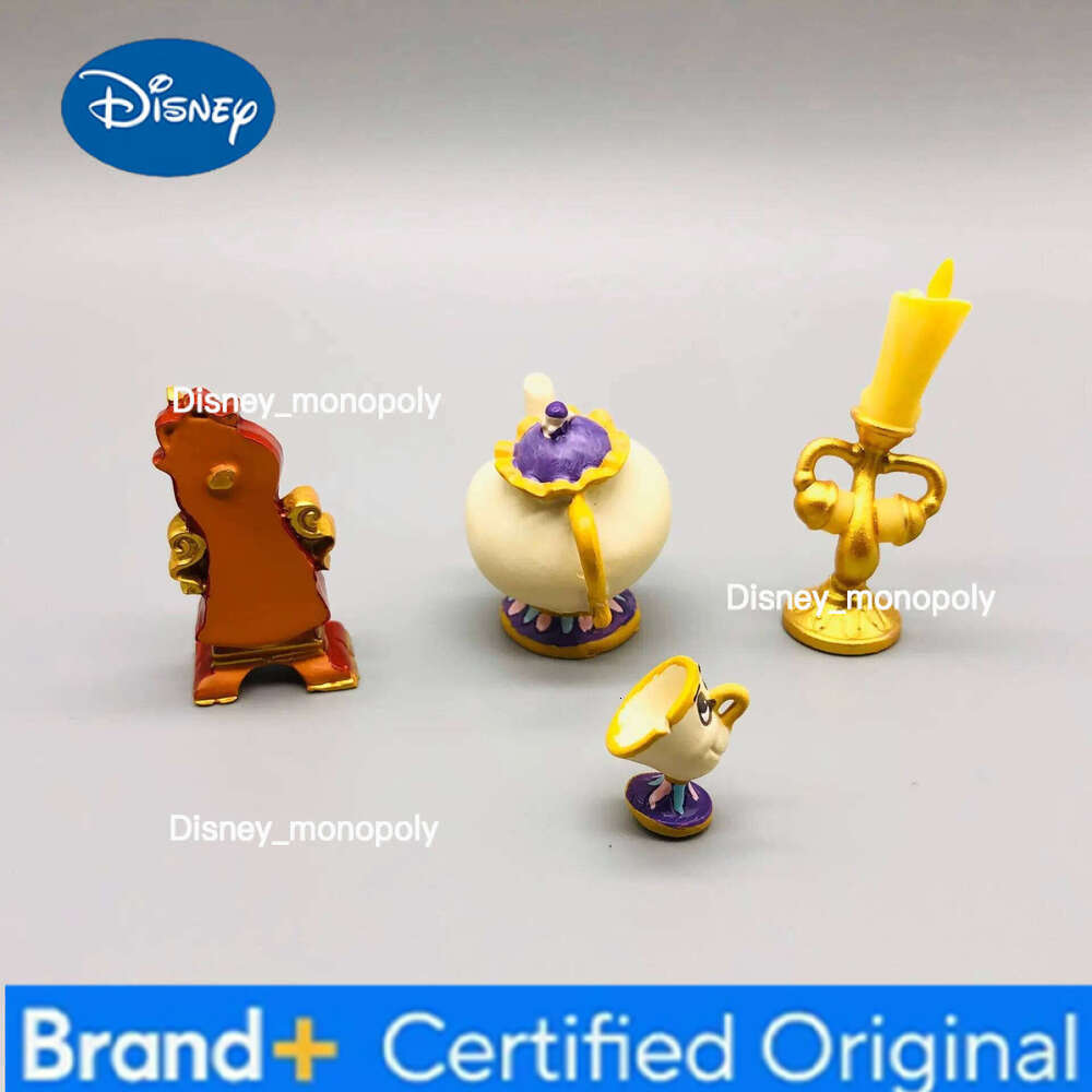 Disney 4Pcs/set Movie Beauty And The Beast Cogsworth Mr Clock Miniature Collectible Decoration Figurine Fashion Toys Model Gifts H260105
