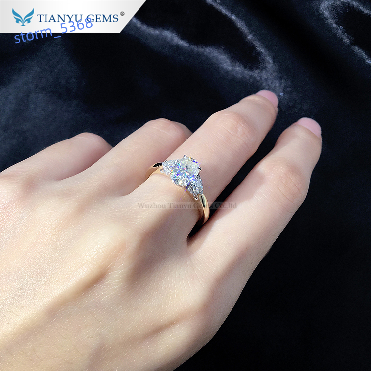 Tianyu Custom Fine Jewelry Manufacturers 14k 18k Pure Gold Gemstone Diamond Engagement Wedding Moissanite Oval Rings for Women