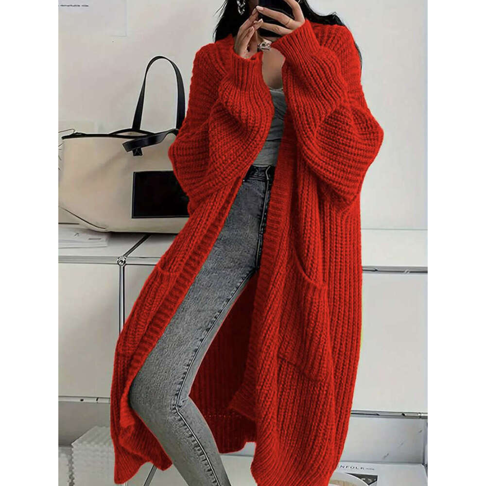 Women's Sweater Cardigan | Korean Elegant Over-the-Knee Loose Thick Knitted Coat | Autumn Winter Casual Daily Wear
