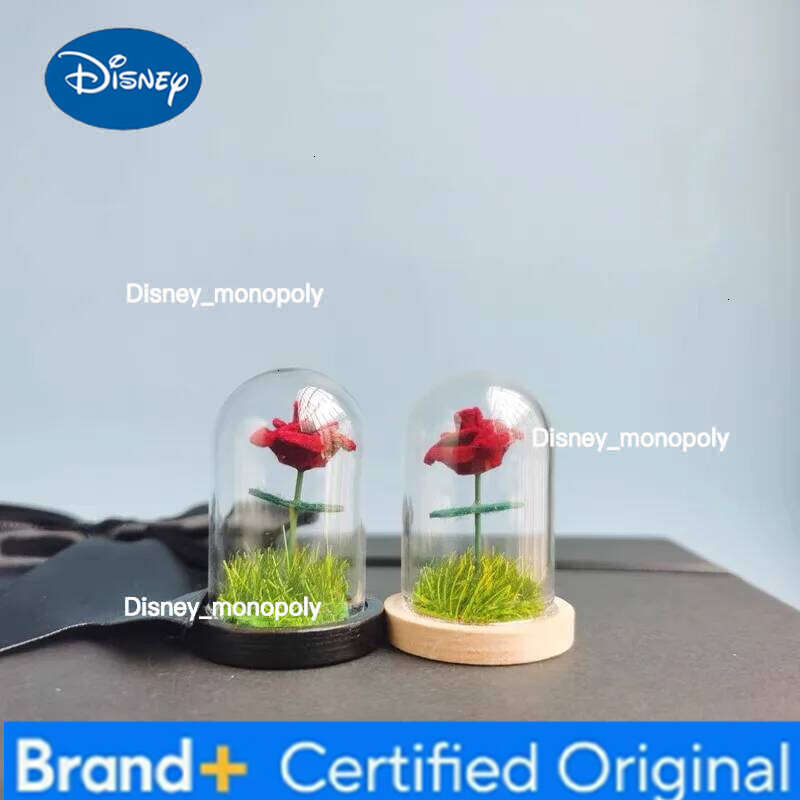 Disney 20X Small Cute Micro Landscape Eternal Transparent Flower DIY Dustproof Cover Glass Dome On Wooden Base Doll Toy Box H260105 H260105