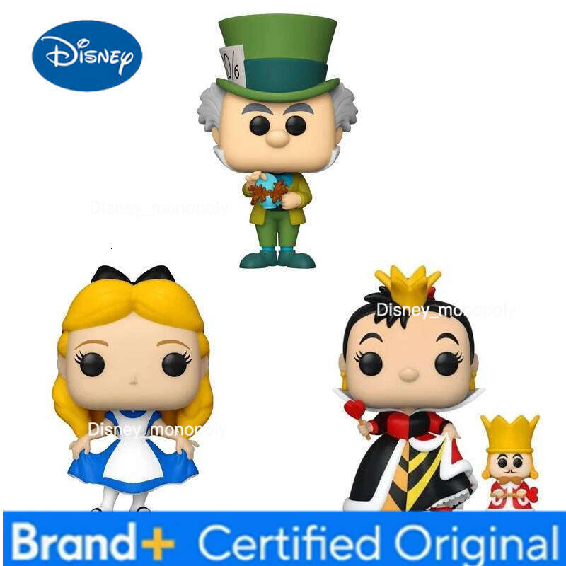 Disney in Wonderland 70th Mad Hatter Queen of Hearts Alice Curtsying Vinyl Action Figures Collection Model Toys for Children H260105