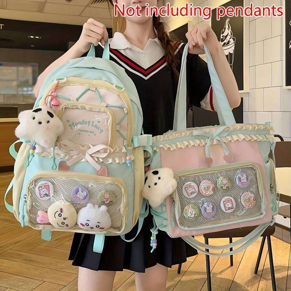Women's Set Two-Piece Pain Bag Back to School Season Lace Lightweight Cute Girl Backpack