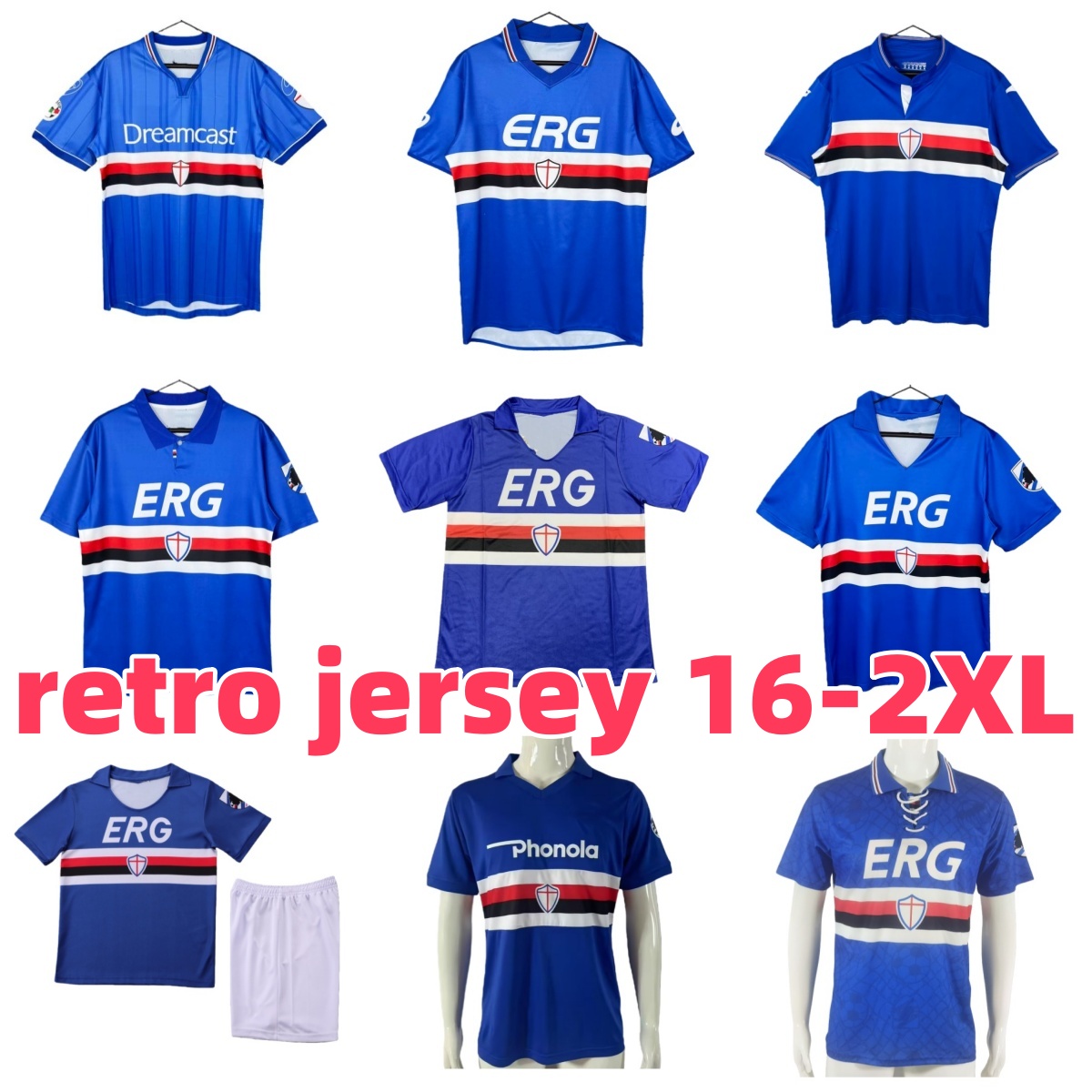 1991 1992 Sampdoria Retro Mens Soccer Jerseys 84 88 90 91 92 93 94 95 00 01 03 04 15 16 MANCINI VIALLI Home Short Sleeve Football Shirts Uniforms