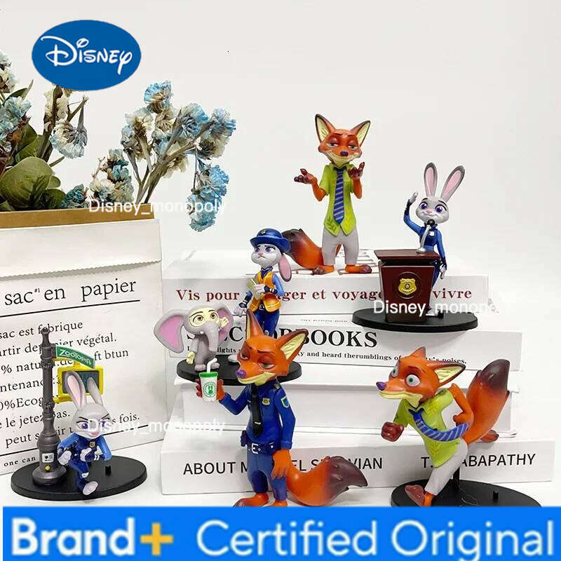 Disney 6 PCS Zootopia Cartoon Character Model Desk Judy Nick Collectible Toys Car Decor Home Decoration Gifts for Kids H260105 H260105