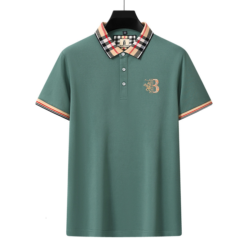 Brand Designer Clothes New Style Turn-Down Collar Polo Shirt Business Embroidery Light Luxury Casual Color-Block Men's Cool Short-Sleeve T-Shirt