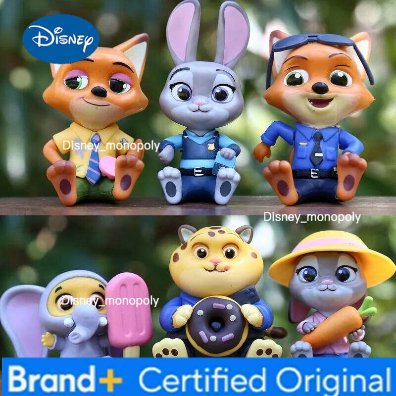Disney Miniso 6 Pcs Zootopia Judy Nick Flash Finnick Chief Bogo Action Toys Zootropolis Figure Doll for Kids H260105 H260105