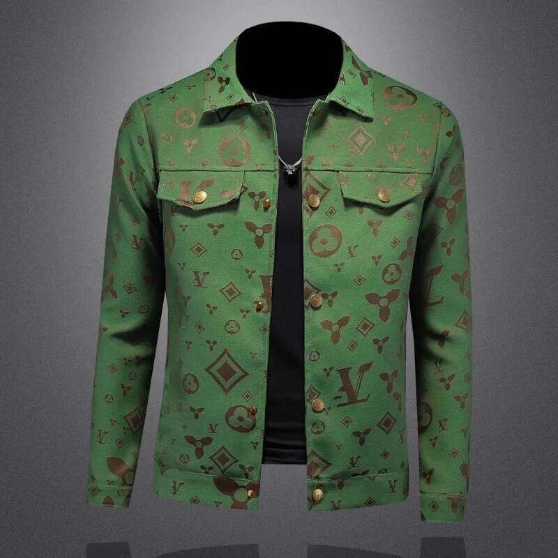 Fashion 2026 Men's Autumn Slim Fit Jacket Printed Lapel Casual Thin Stylish Trendy High Quality Male Clothing Sweat-Shirt Femme Luxe