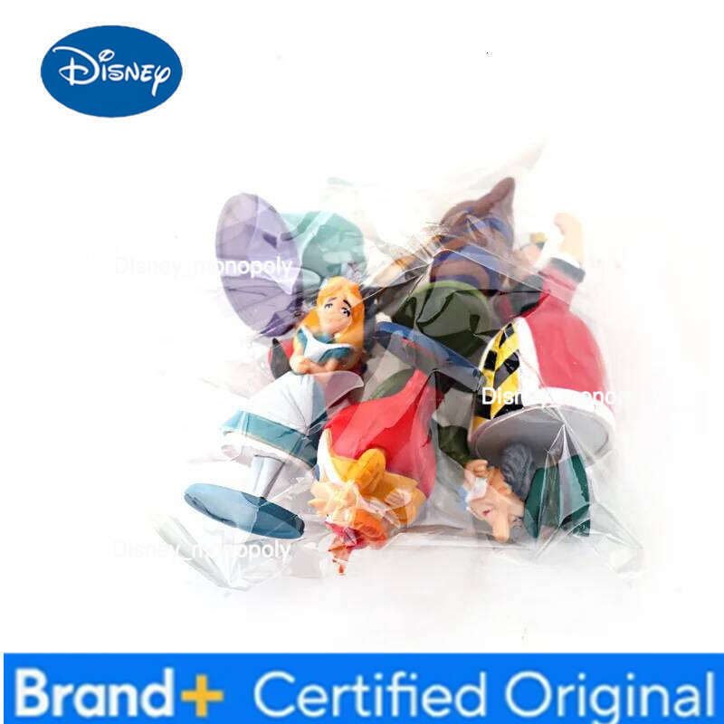 Disney 6Pcs/Set Cartoon Alice Adventures In Wonderland Action Figure Anime PVC Toys Collectible Model Doll Cake Decoration Gifts H260105