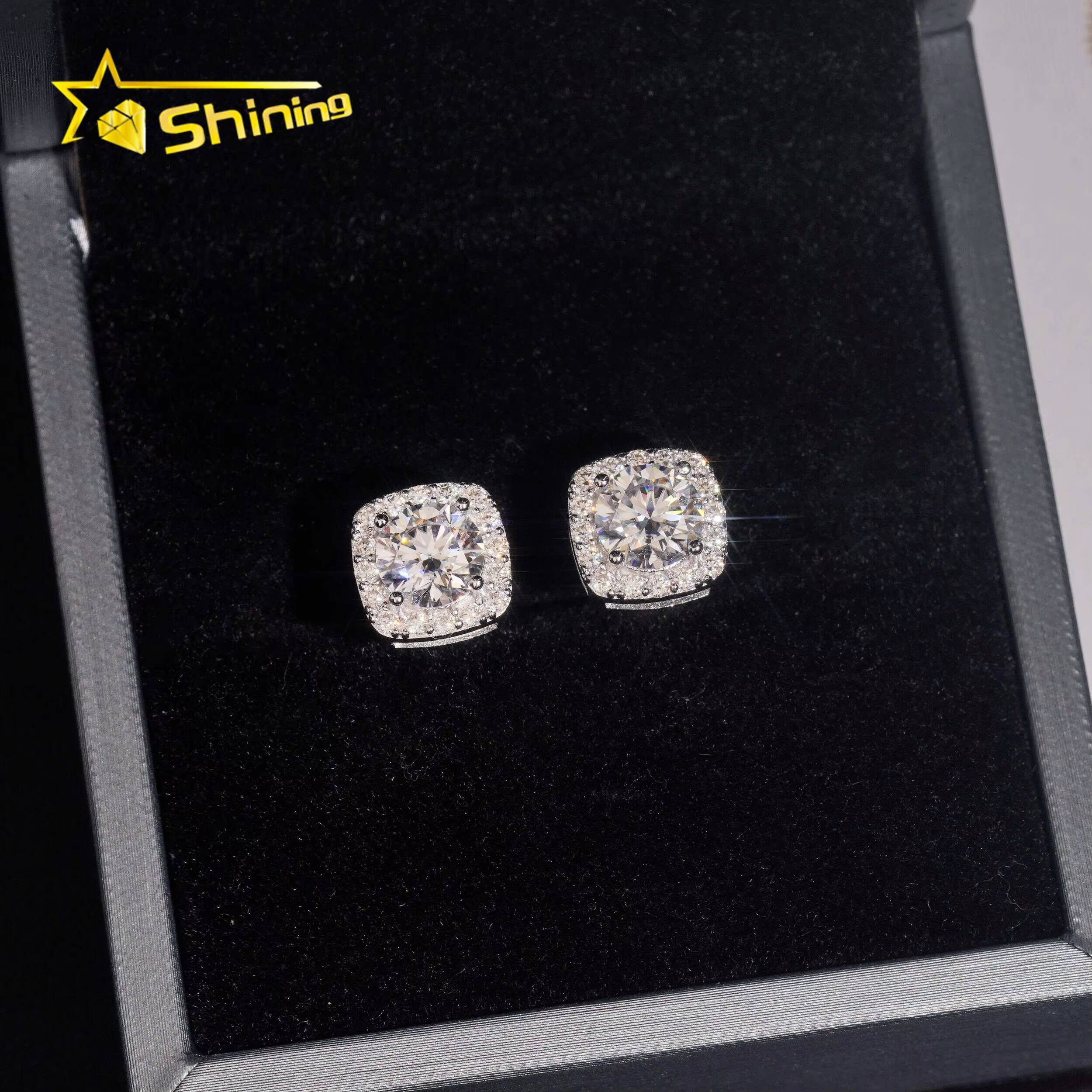 USA Warehouse Fast Shipping 95mm Earrings 925 Sterling Silver Gold Plated Pass Diamond Test Moissanite Screw Back Stud Earring