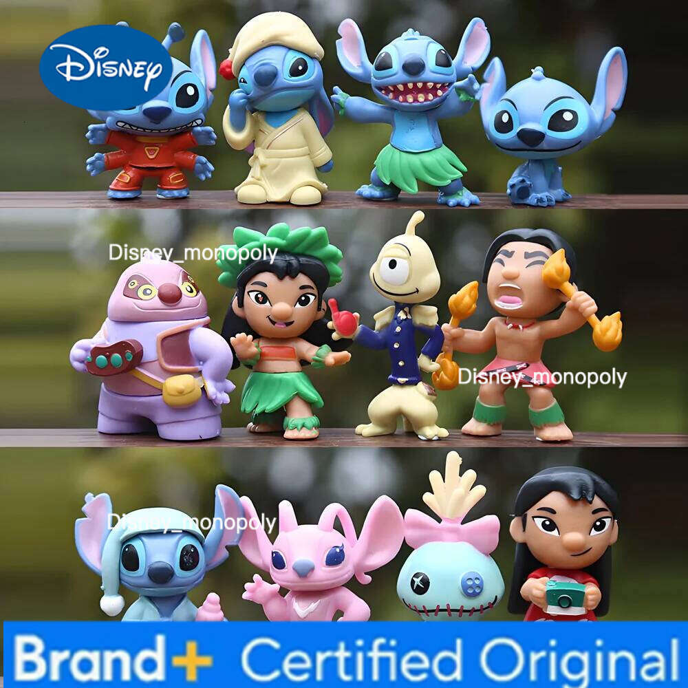 Disney 12pcs/set Stitch Scrump Lilo 5-7cm PVC Anime Figure Cartoon Characters Collectible Model Toys for Kids H260105 H260105
