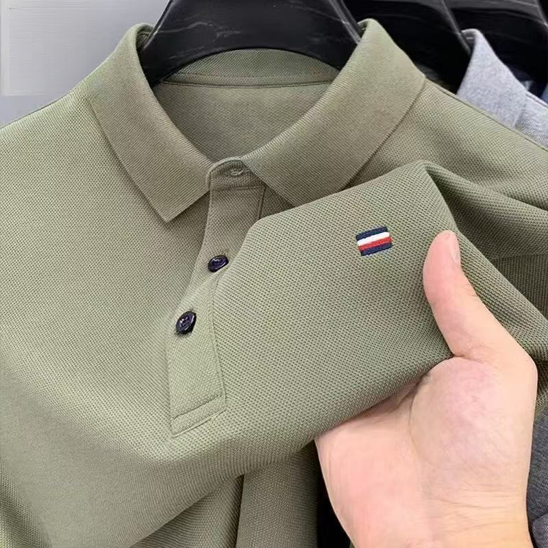 Luxury Brand Designer Clothes 2025 Spring And Autumn New Mens Long Sleeve T-Shirt Top Turn-Down Collar Polo Shirt Embroidered Floral Business Casual M