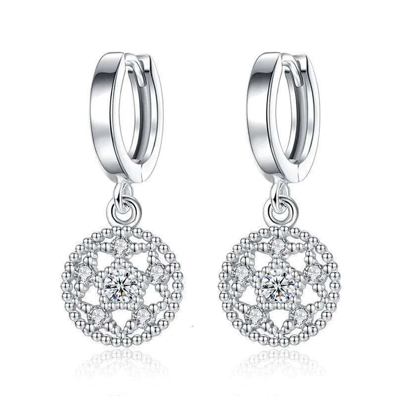 925 Sterling Silver Lotus Zircons Earrings Ladies Fashion Simple Birthday Party Wedding Anniversary Jewelry Gift