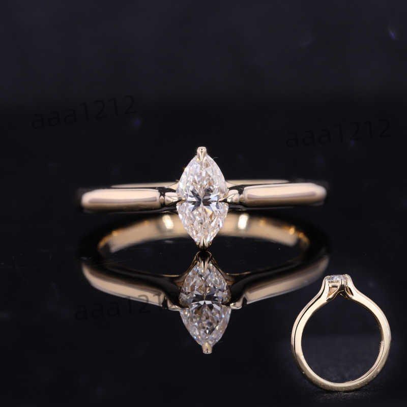 Starsgem 10k 14k 18k White/yellow/rose Gold Marquise Cut Moissanite Wedding Ring