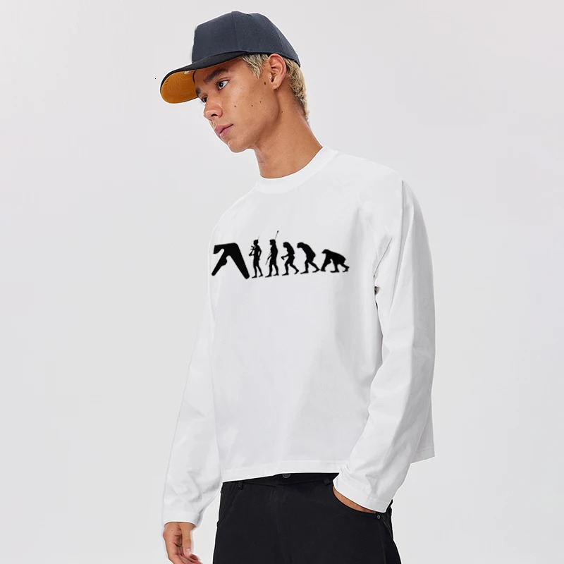 Aphex Twin Mens T-Shirt Cotton Autumn Graphic Oversized Aesthetic Korean Fashion Long Sleeve Tops Tees Y2k Streetwear Clothing 250104