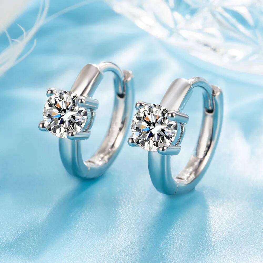 925 Sterling Silver Four Claw Zircons Earrings Ladies Fashion Simple Birthday Party Wedding Anniversary Jewelry Gift
