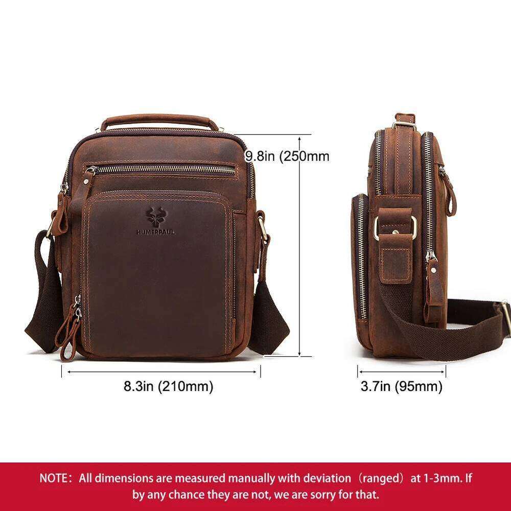 Luxury shoulder bag handbag Hobo HUMERPAUL genuine leather men's retro cross large capacity men's messenger casual travel bag Bolso Hombres 