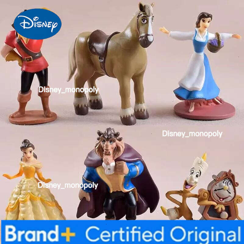 Disney 6pcs/set Beauty And The Beast Cute Cartoon Action Figure Tide Play Model Ornament Collection Belle Princess Desktop Decor H260105 H260105