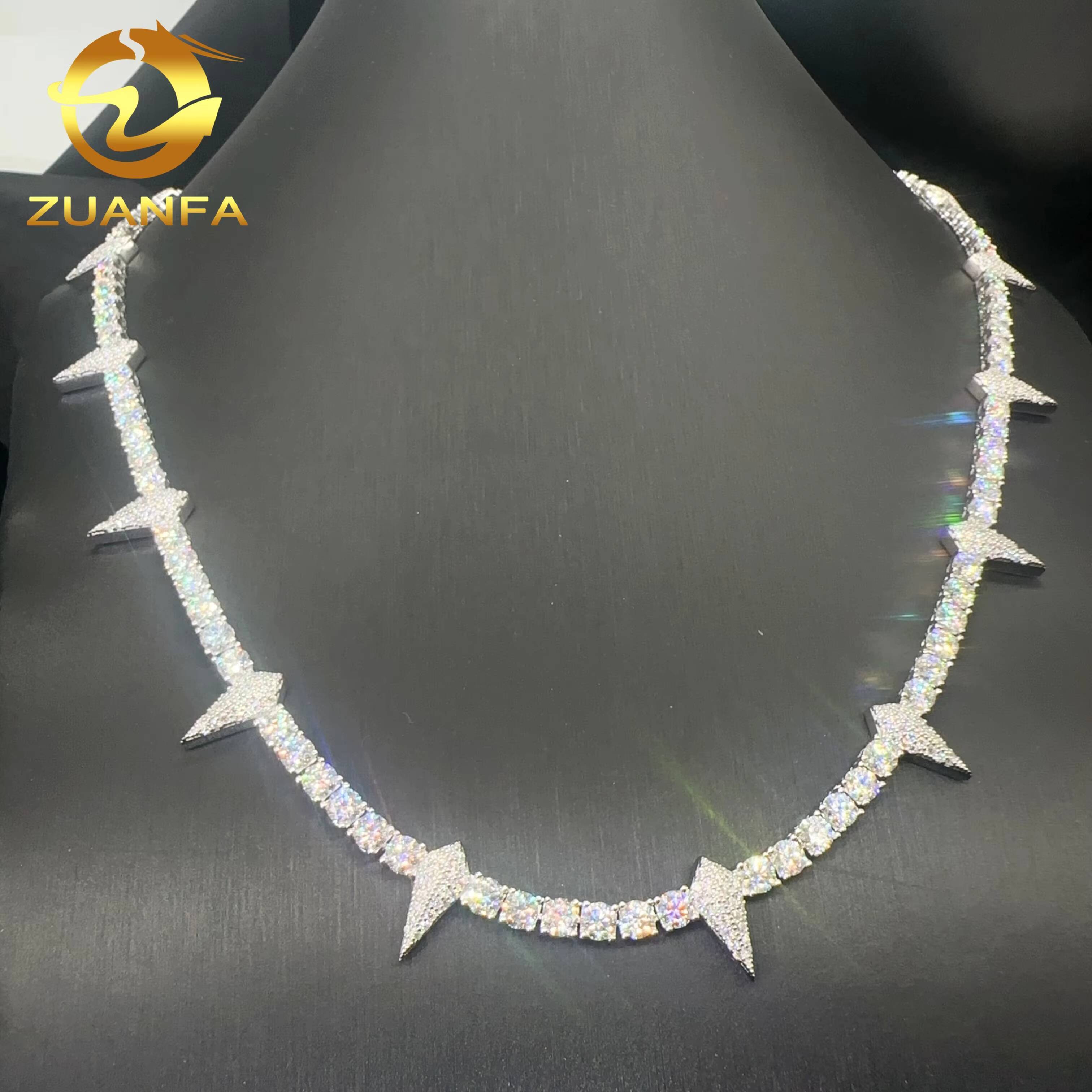 Fashion Design Tennis Necklace Sterling Silver 925 3mm 4mm Width Vvs Moissanite Iced Out Jewelry Hip Hop Diamond Tennis Chain