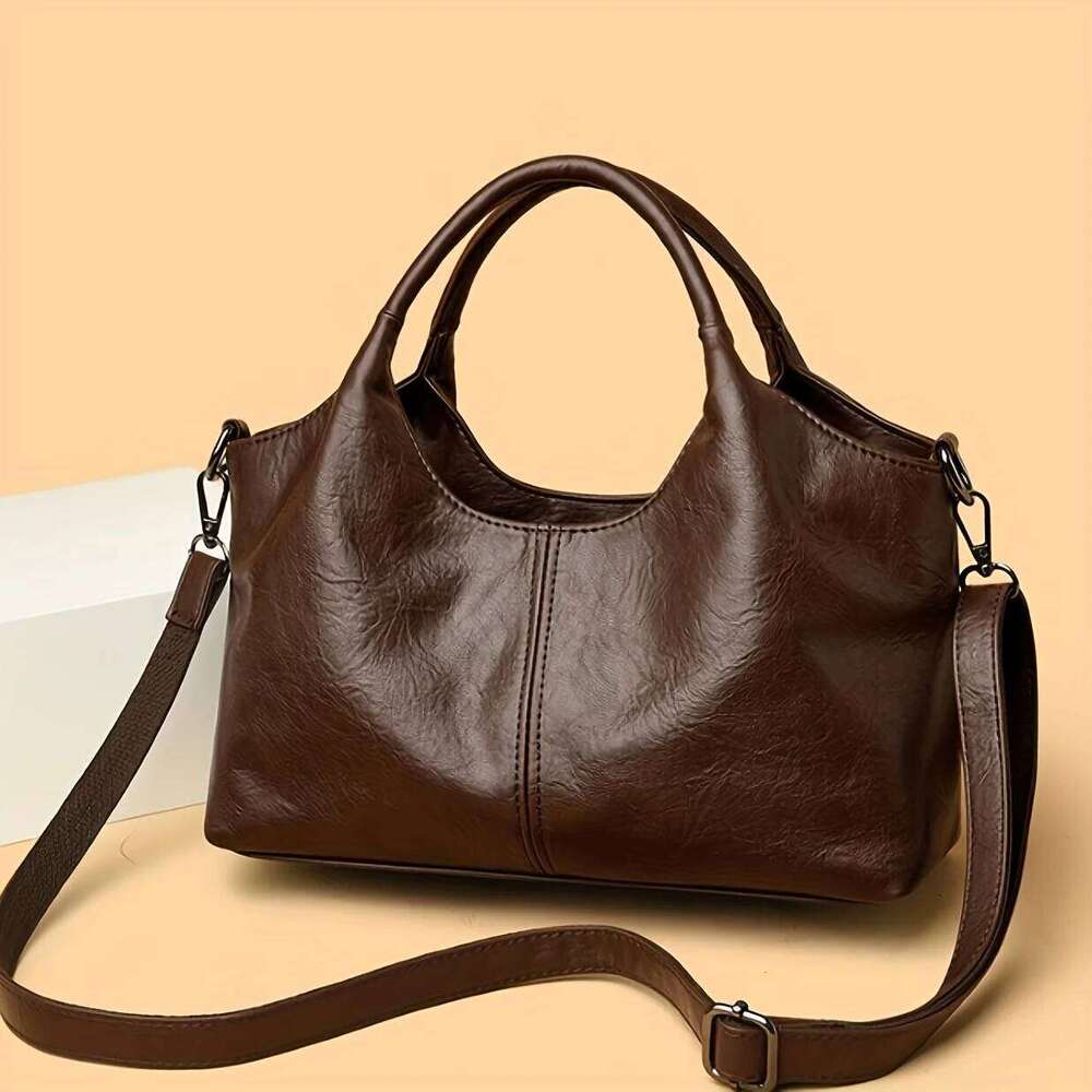 Women's Handbag, Large Capacity Elegant Detachable Crossbody & Handheld Shoulder Bag With Golden Tone Hardware, Zipper Closure SMVP