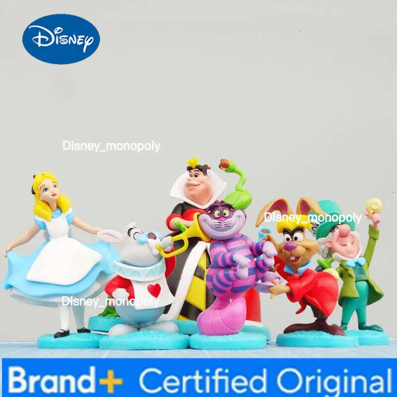 Disney 6-10cm 6pcs/Lot Alice in Wonderland Cheshire Cat White Rabbit Cake Car Desk Decoration Figure Toys H260105