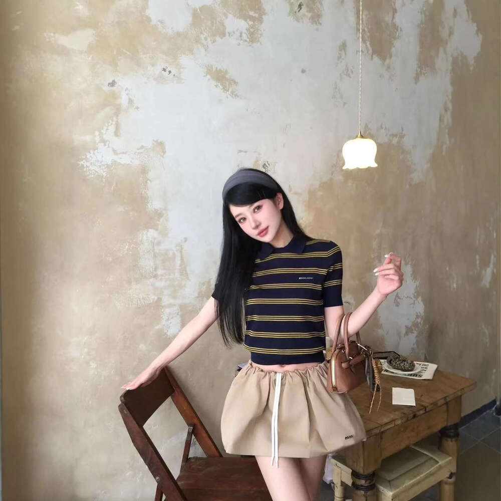 Designer Miu Home Early Autumn New In Stock Puffy Half High Elastic Waist Elegant Versatile Slimming Short Skirt Women 80fe