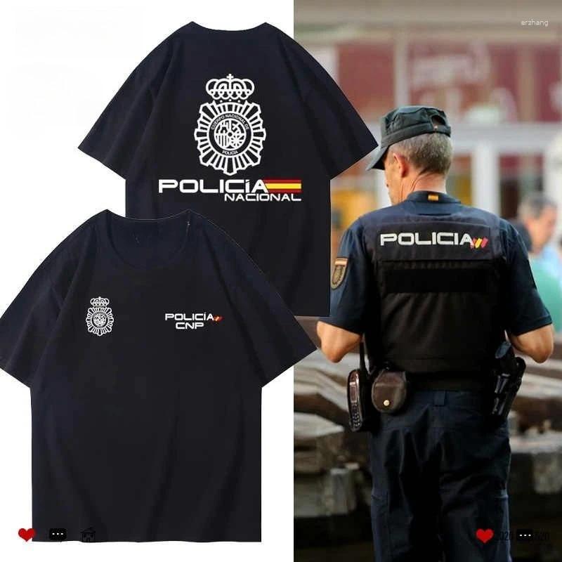 Men's Sleepwear Spanish National Security Agency Guard Themed Cotton T-Shirt Tactical Summer Casual Wear Comfortable Top