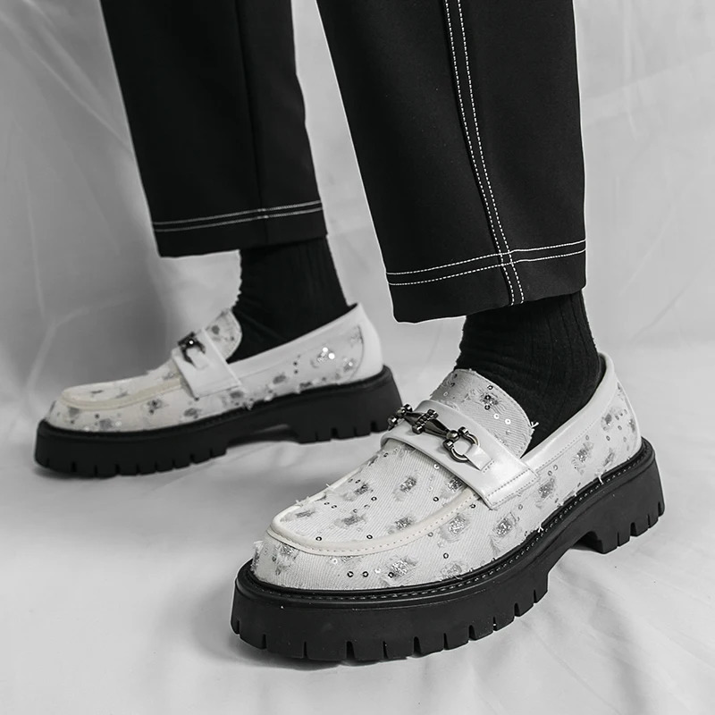Business Leather Loafers Shoes for Men Round Toe Classic Fashion Original Thick Soled Footwear Nonslip Man Casual 260104