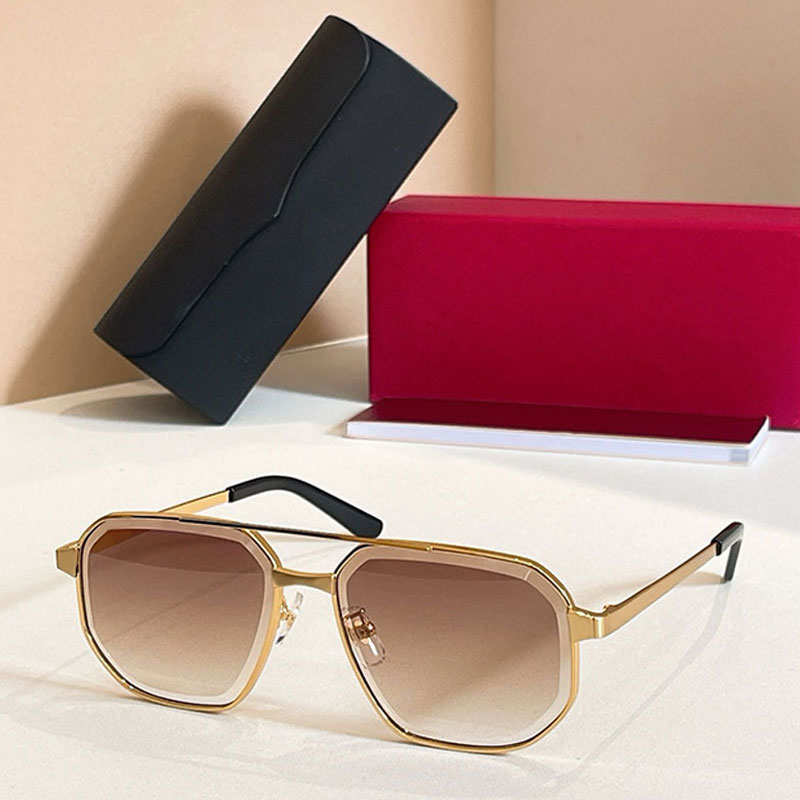 Fashionable Mens Square Sunglasses Metal Pilot High-quality Goggles UV400 Protection Casual Daily Wear Neutral Style CT0462S