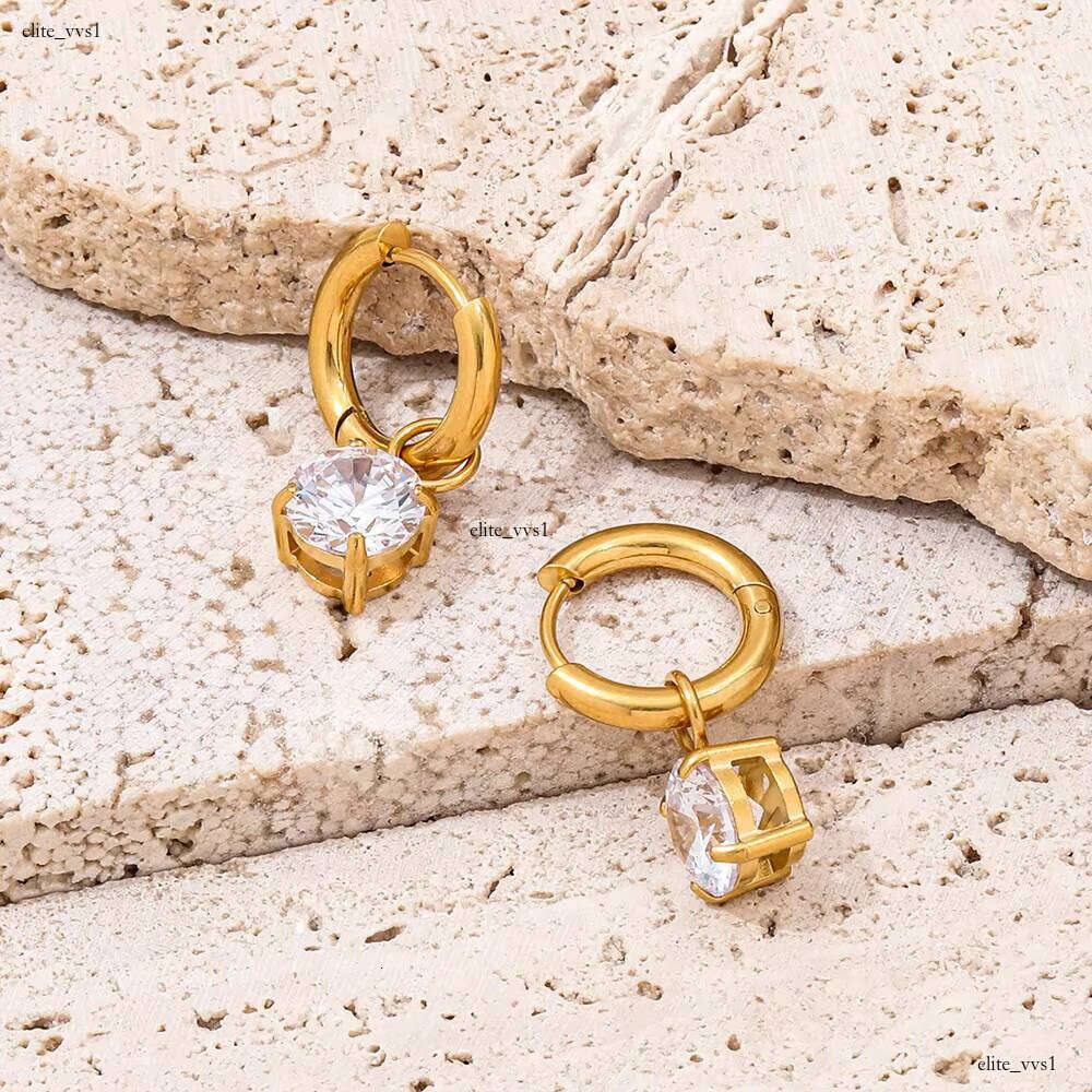 Fenny 18k Gold Plated Non-Fading Fashion Exquisite Round VVS Moissaniteia Pendant Huggie Earrings Trendy Women Wholesale Ladies Jewelry