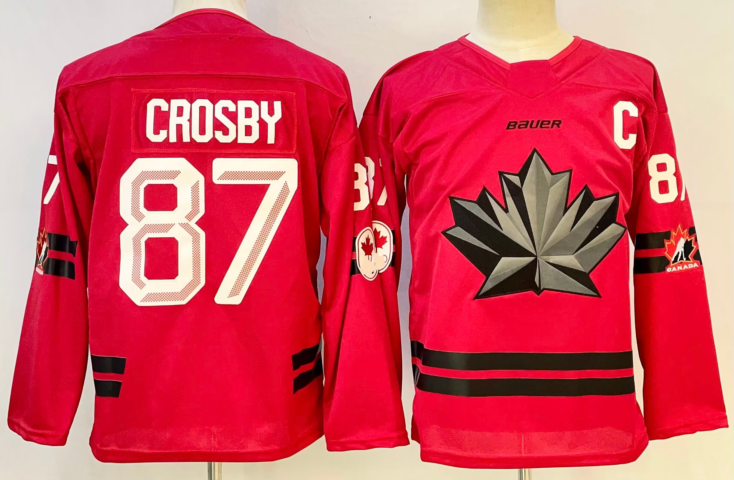 2026 Team Canada Youth Hockey Jerseys Crosby 87 C Patch Mcdavid 97 A Patch S/M L/XL Stitched Kids Jersey Red And White Color