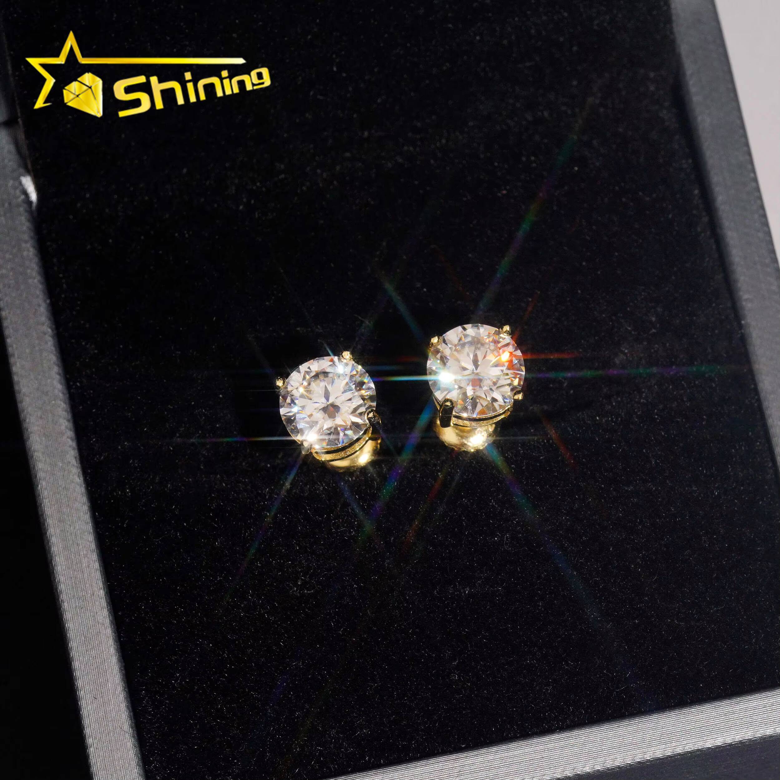 USA Warehouse Fast Shipping Classic 925 Silver 75mm Round Moissanite Earrings Pass Diamond Tester Women Screw Back Ear Studs