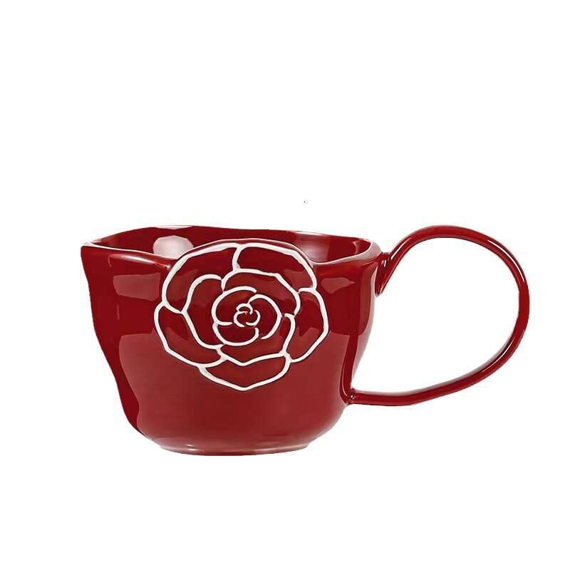 Drinking Utensils High-Value Creative Japanese Camellia Ceramic Mugs Light Luxury Simple Style for Breakfast Tea Coffee Tableware Home Decor