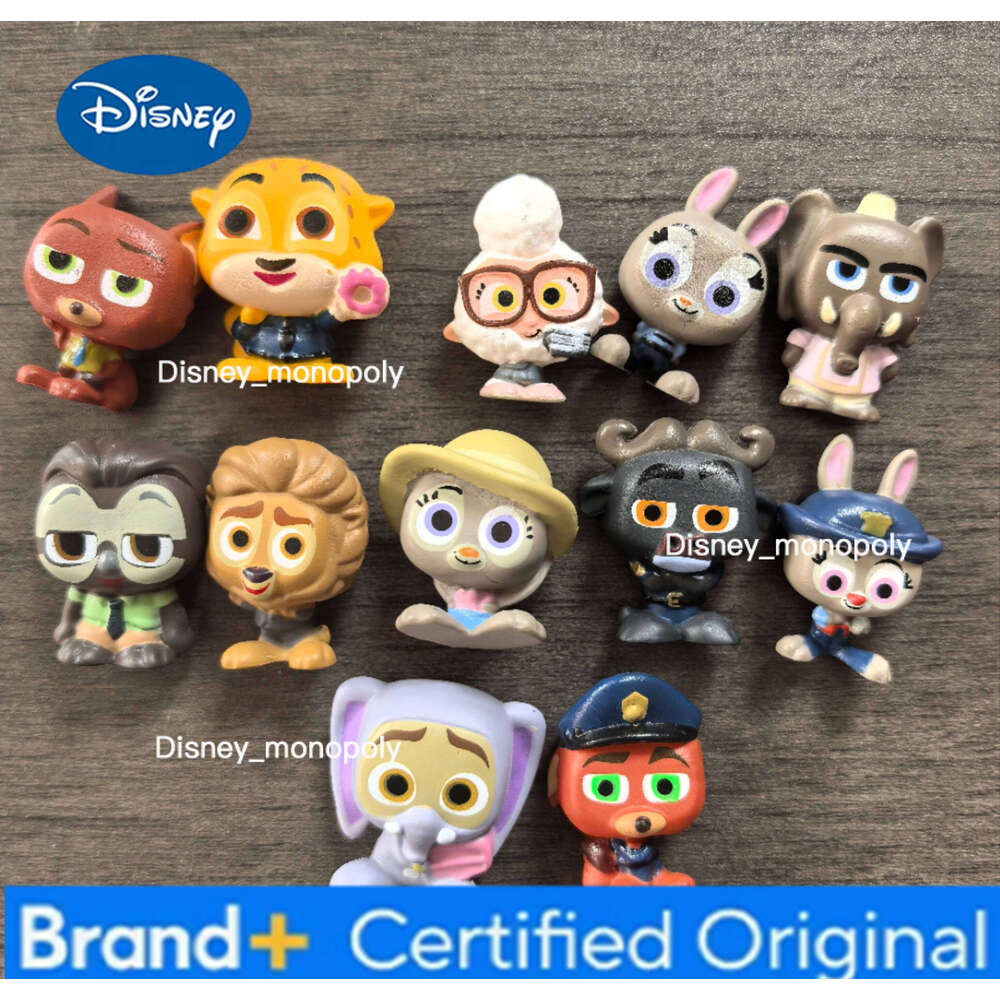 Disney 12pcs Anime Figures Doorables Rabbit Fox Police Officer Series Goat Lion Zoo Collection Model Toys Children Gifts H260105