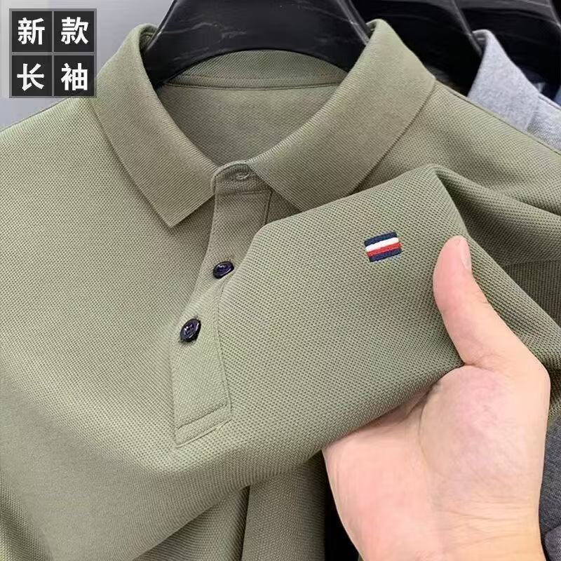Luxury Brand Designer Clothes 2025 Spring And Autumn New Mens Long Sleeve T-Shirt Top Turn-Down Collar Polo Shirt Embroidered Floral Business Casual M